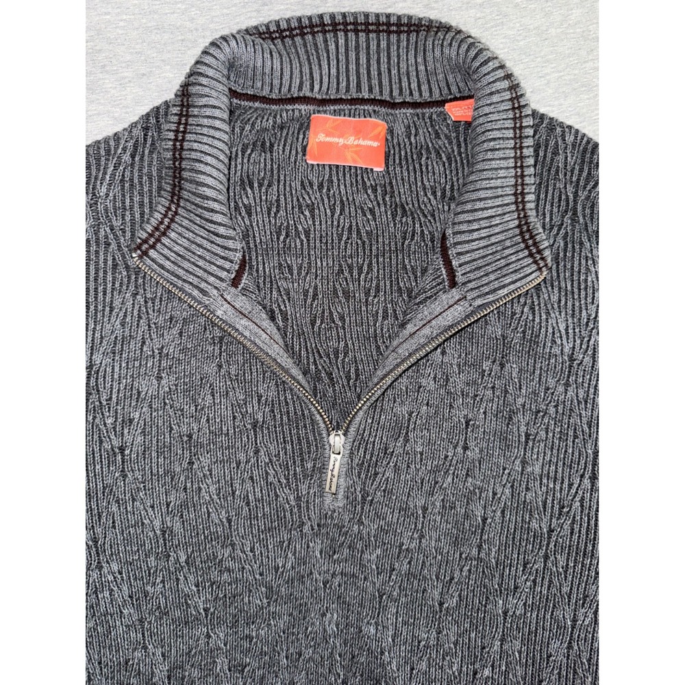 Tommy Bahama Men's Gray Textured Quarter 1/4 Zip Pullover Sweater Size XXLT